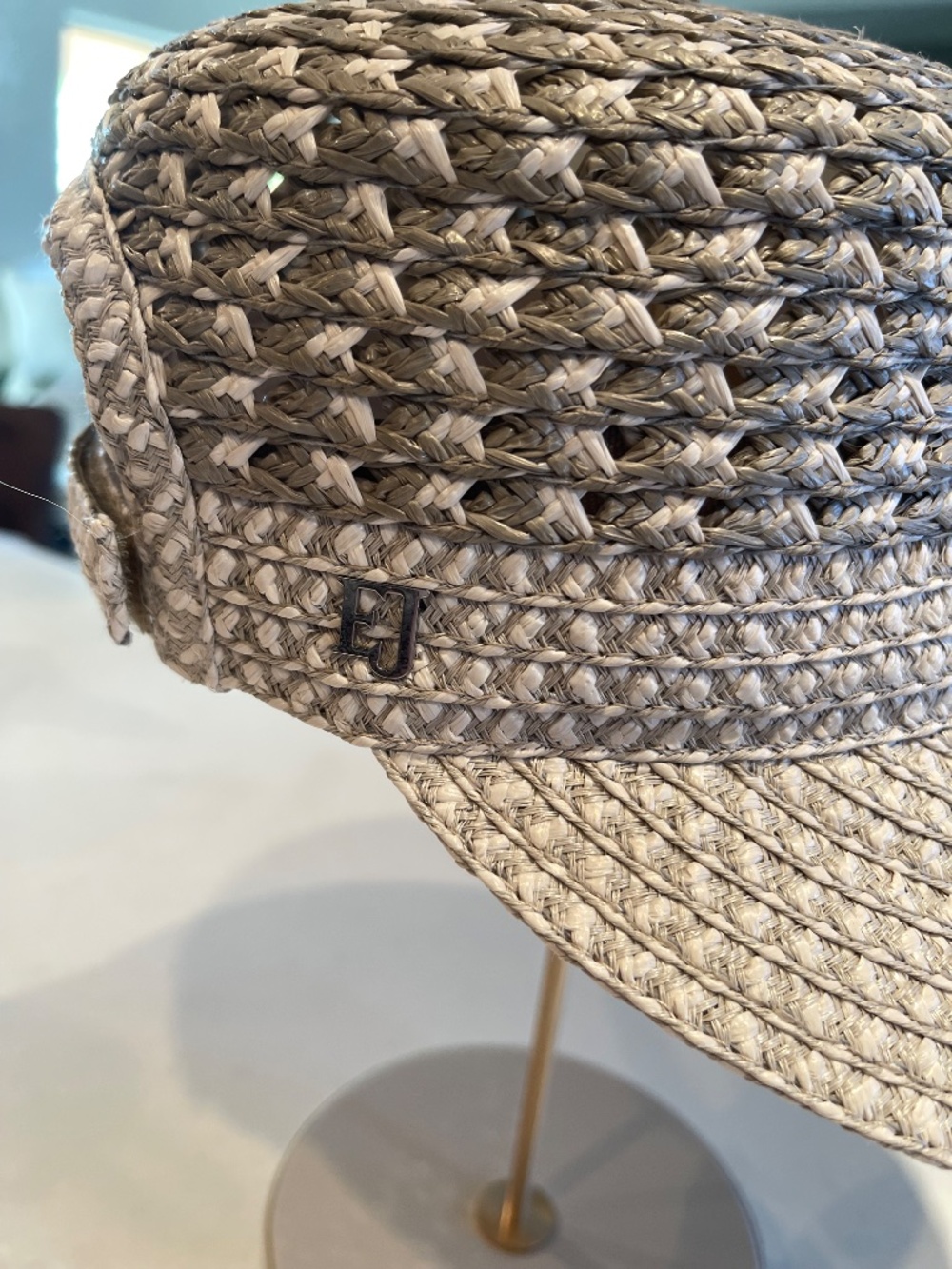 Eric Javits Squishee Adjustable Back "Army Girl" Hat / Cap in Gray White - Picture 3 of 14
